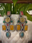 Sabyasachi Inspired Gold Tiger Head Multistone Chandelier Earrings