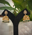 Kundan Green Pearl Drop Jhumka Earrings Set