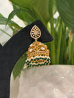 Kundan Green Pearl Drop Jhumka Earrings Set