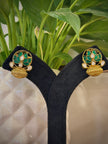 Elegant Lotus Jadau Kalash Stud Earrings Set