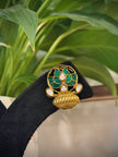 Elegant Lotus Jadau Kalash Stud Earrings Set