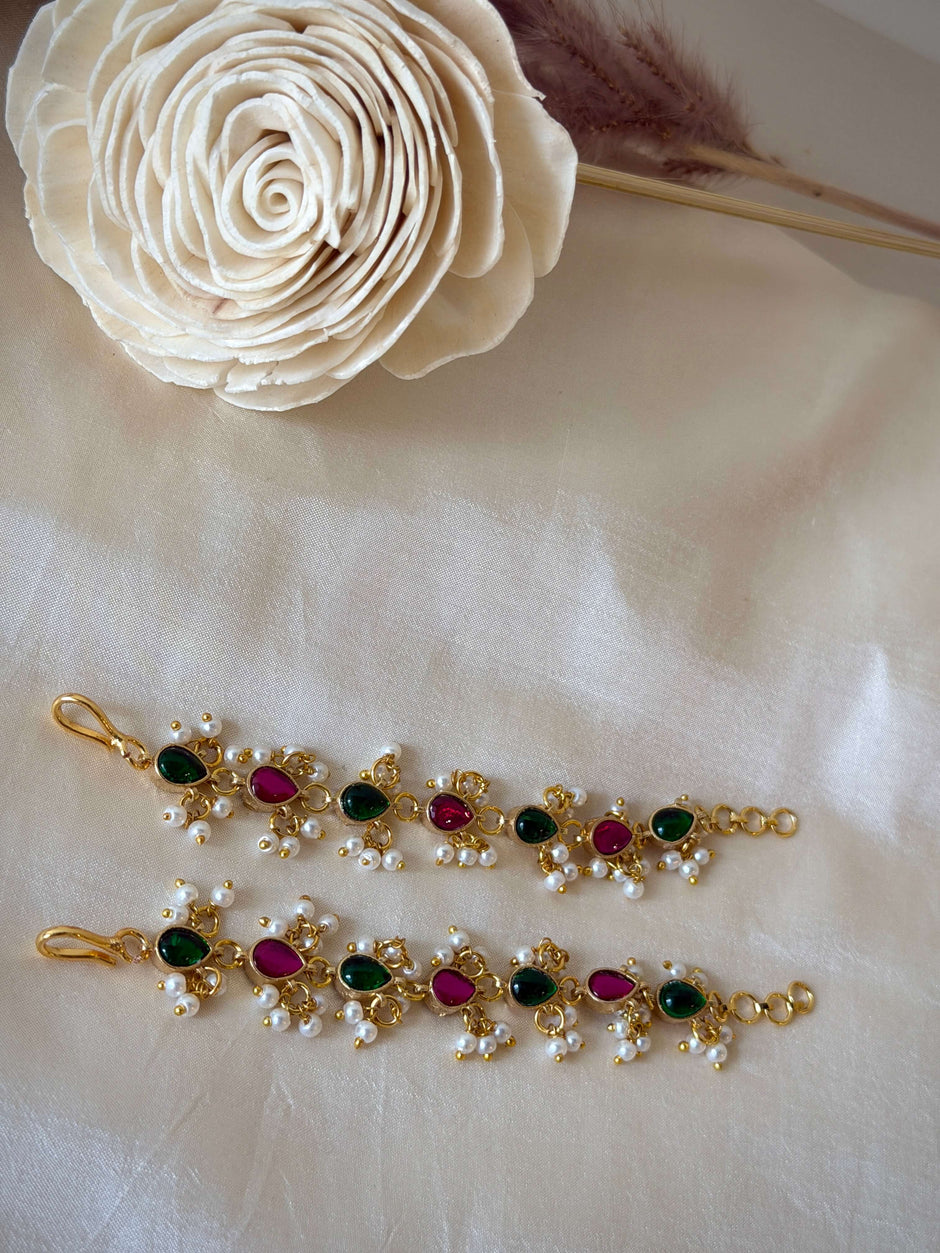 Kundan Multistone Pearl Drops Maati