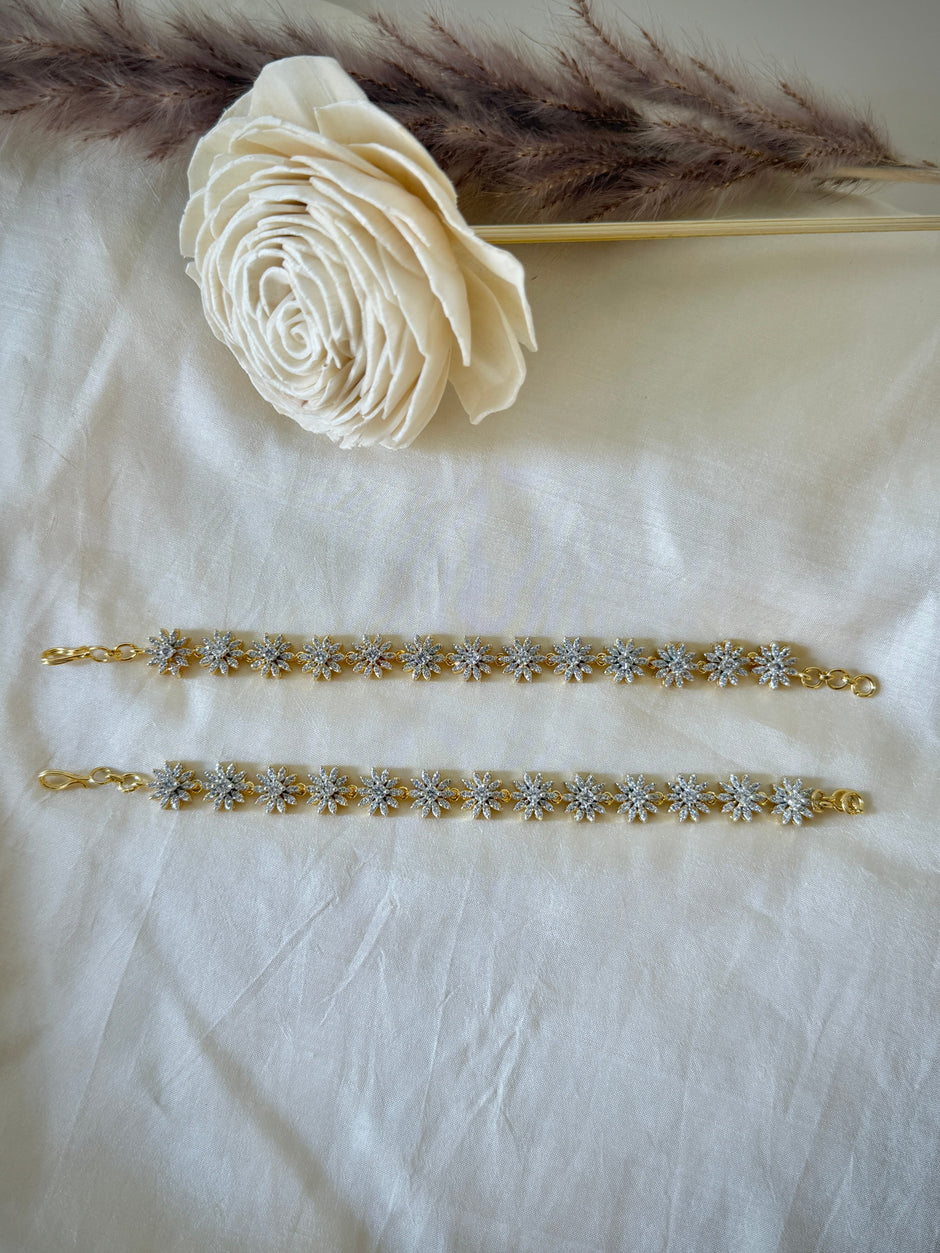 Golden Floral Crystal Ear Chain