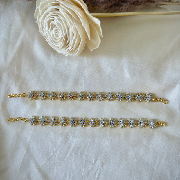 Golden Floral Crystal Ear Chain