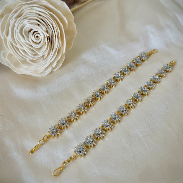 Golden Floral Crystal Ear Chain