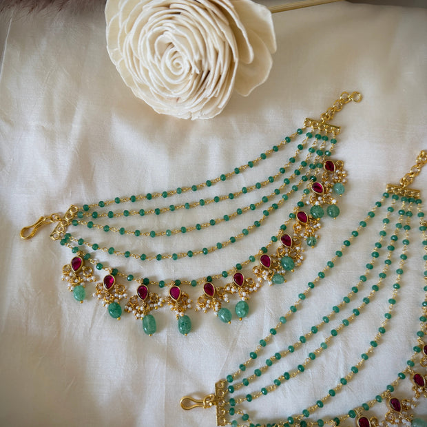 Jadau Multistone you 5 Layered Ear Chain/Maati