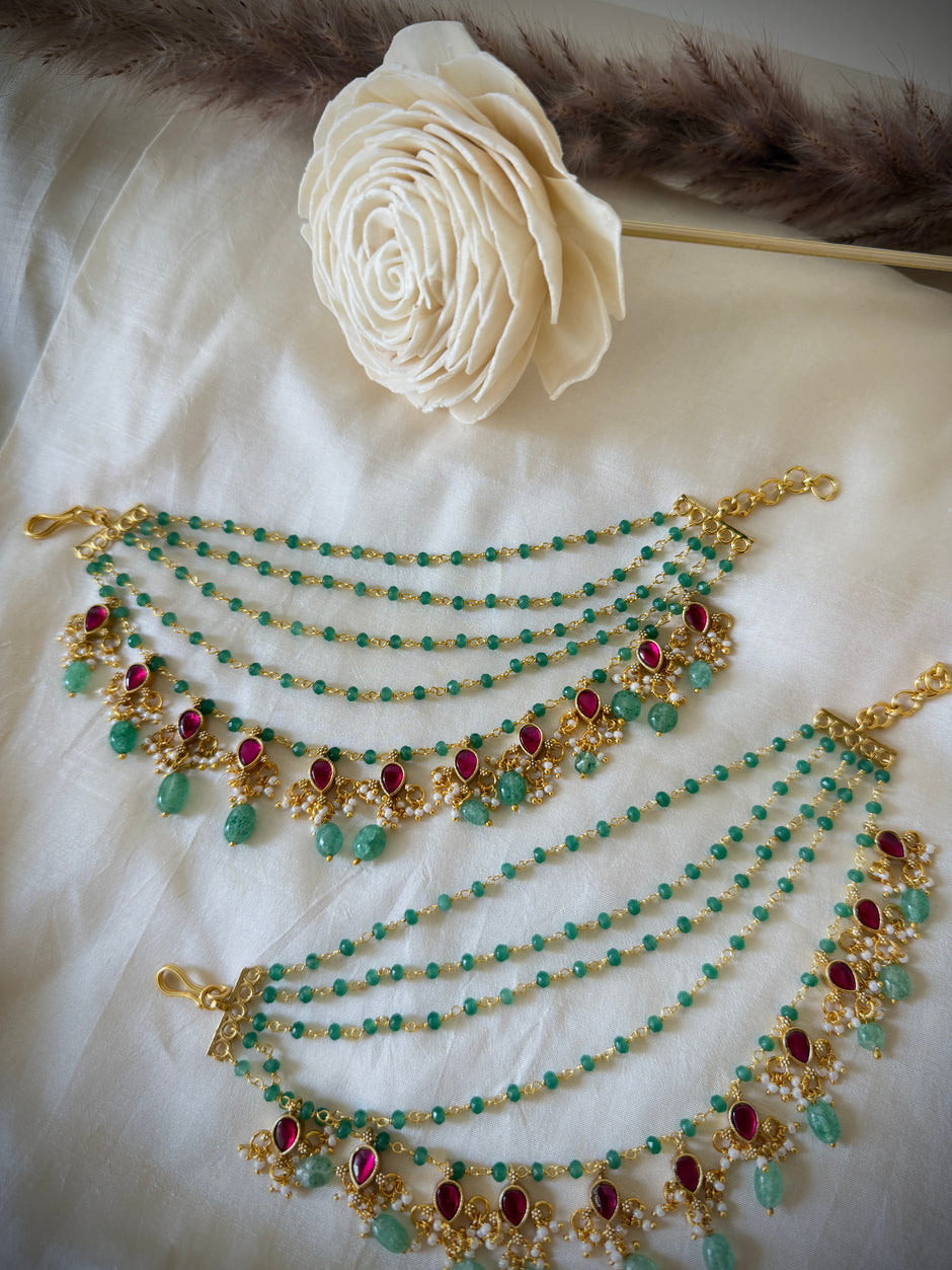 Jadau Multistone you 5 Layered Ear Chain/Maati