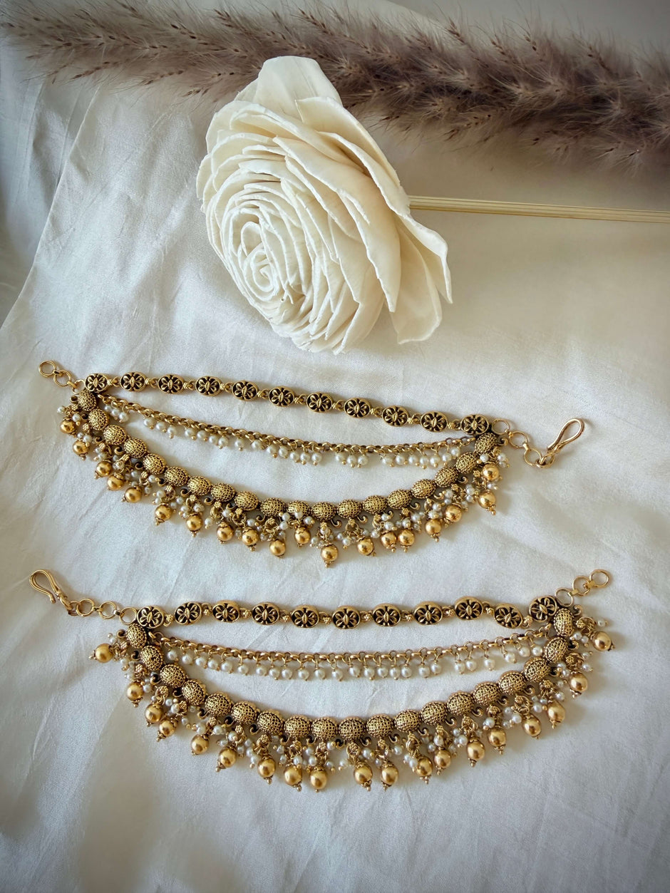 Royal Antique Vintage Gold Metal Ball Drops Maati