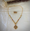 Gold Ruby Emerald Beaded Floral Pendant Designer Chain Set