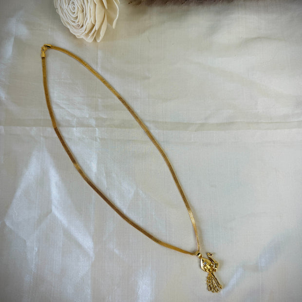 Gold-Plated Peacock Pendant With Mesh Chain