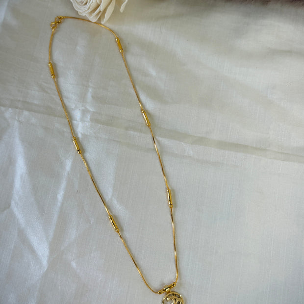 Gold-Plated Om Pendant With Tube Station Chain