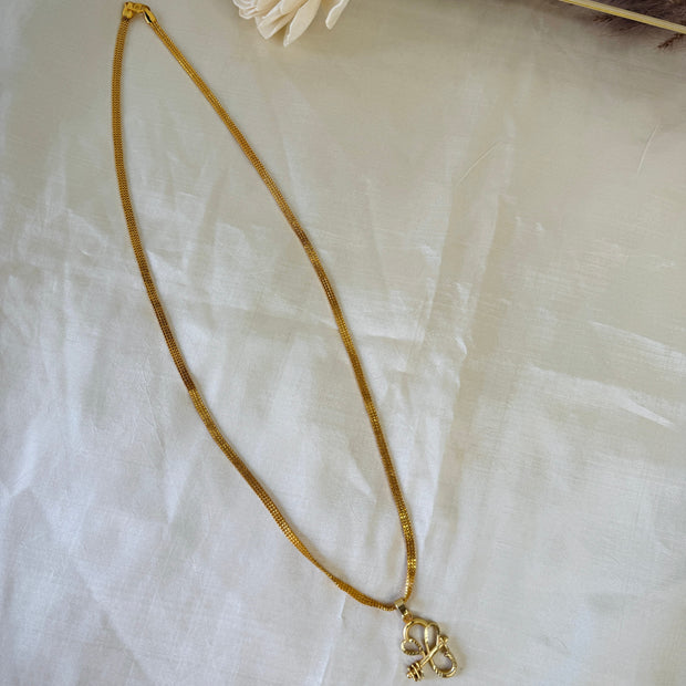 Gold-Plated Ganesh Arrow Head Pendant With Mesh Chain