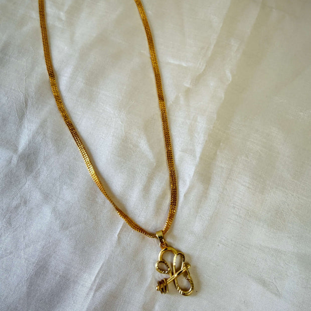 Gold-Plated Ganesh Arrow Head Pendant With Mesh Chain