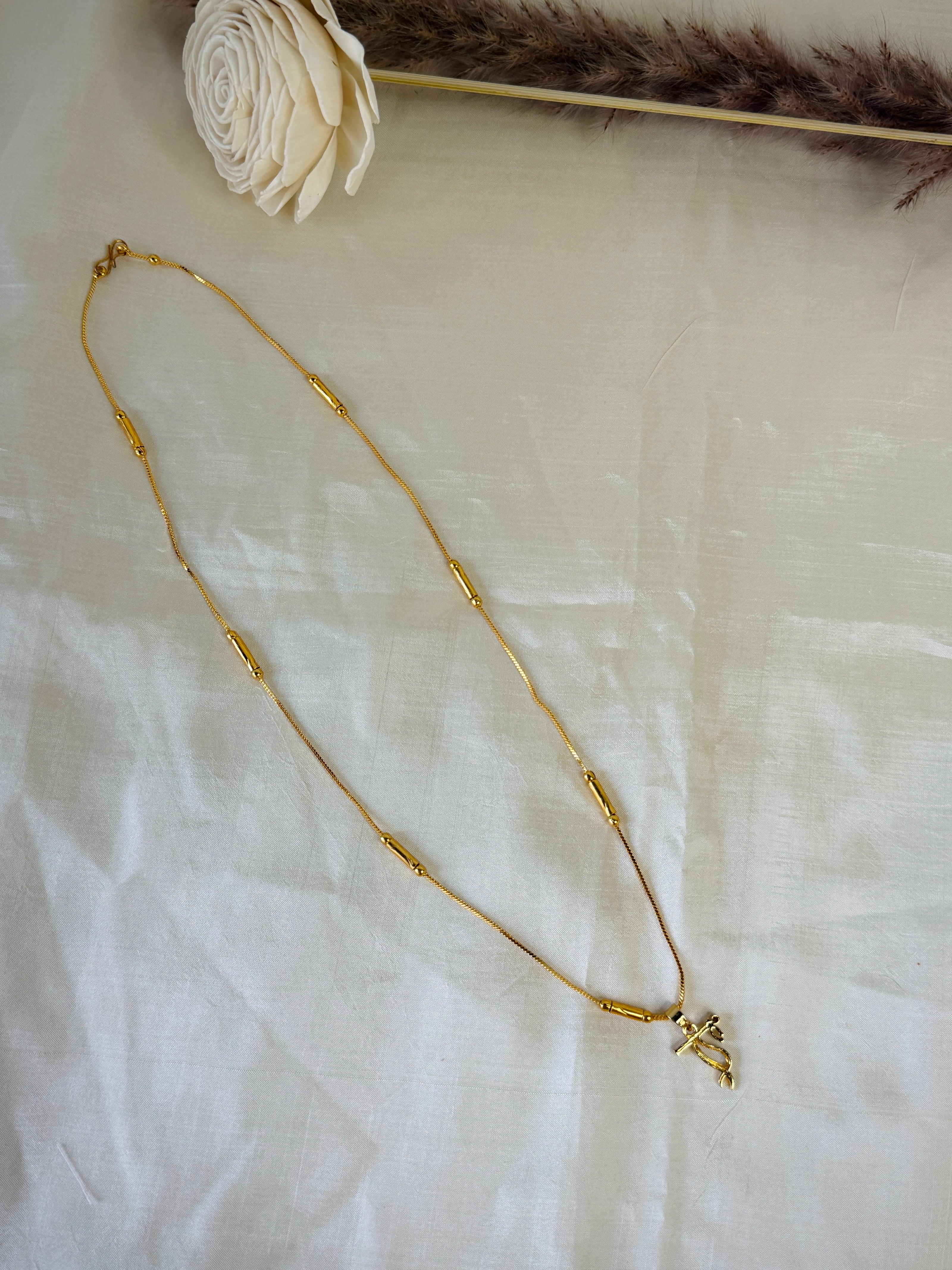 Krishna Flute Bansuri Pendant With Tube Station Chain