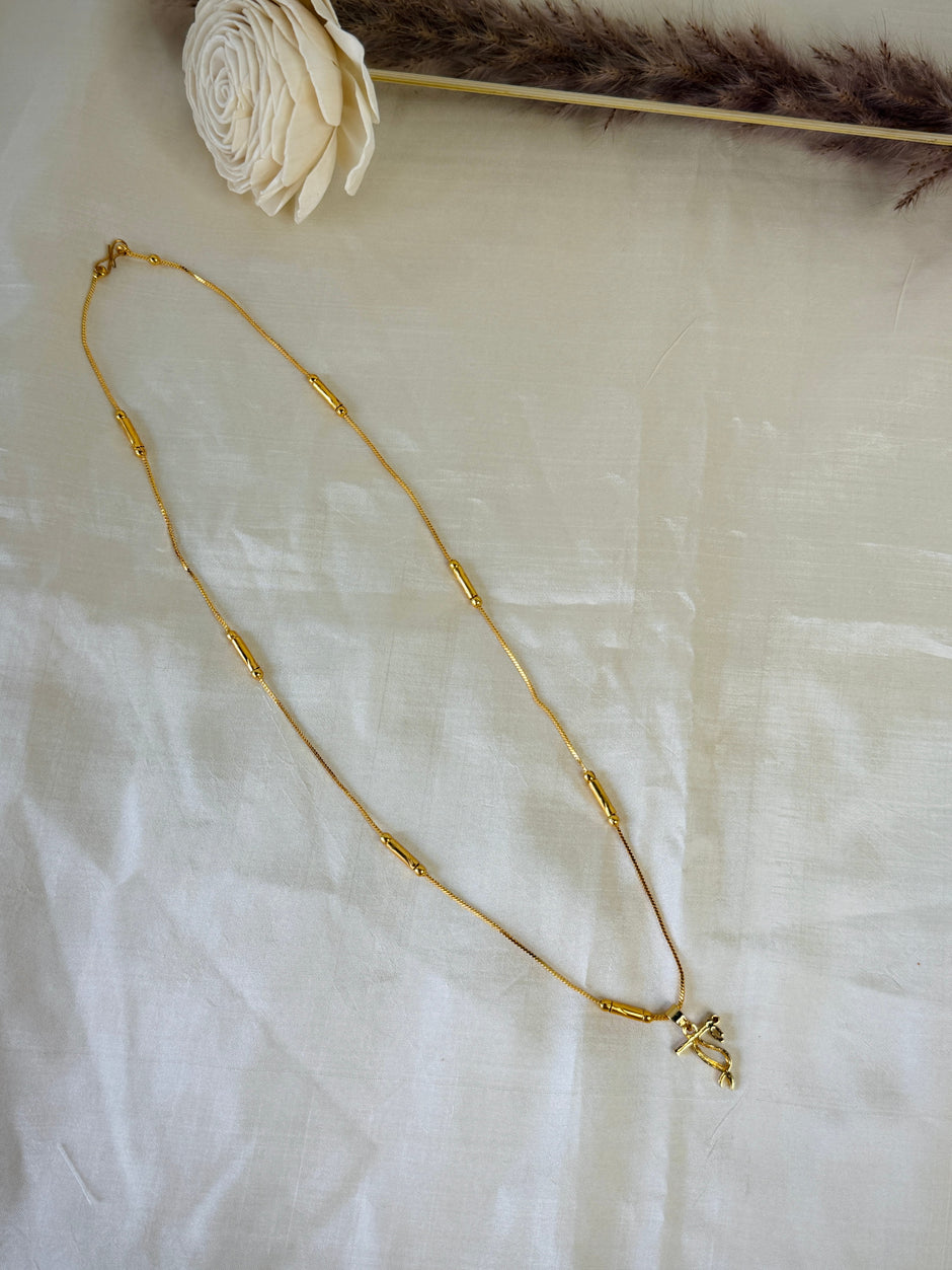 Krishna Flute Bansuri Pendant With Tube Station Chain
