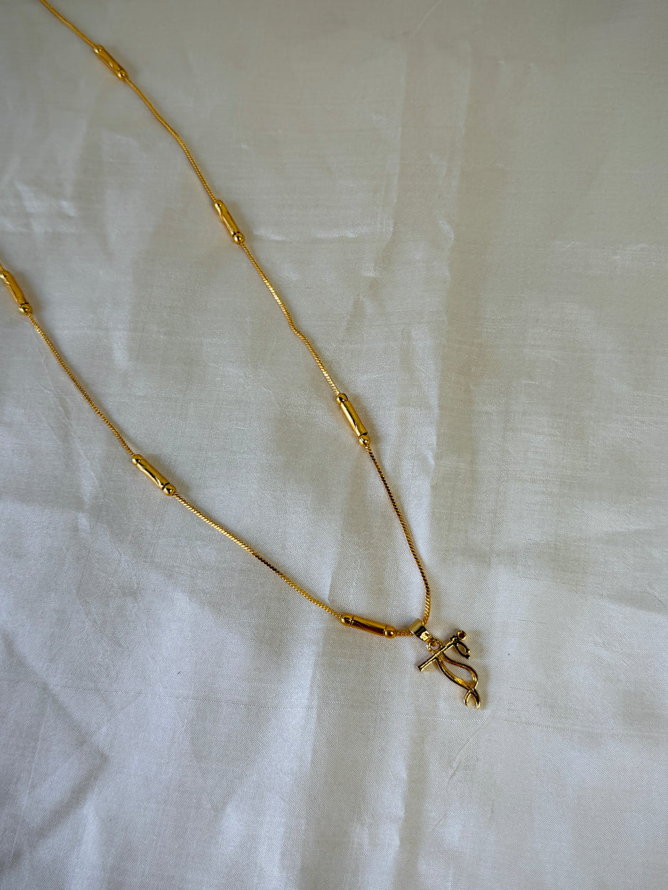Krishna Flute Bansuri Pendant With Tube Station Chain