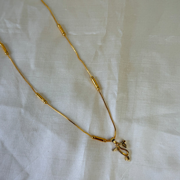 Krishna Flute Bansuri Pendant With Tube Station Chain