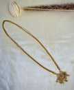 Antique Gold Triple Chain With Peacock Ruby Emerald CZ Chain Pendant