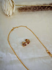 Gold Crystal Ruby Floral Beaded Designer Chain Set