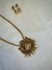 Traditional Lakshmi Temple Pearl Drop Pendant Chain Set