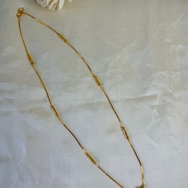 Golden Om ॐ Ganesha Pendant With Tube Station Chain