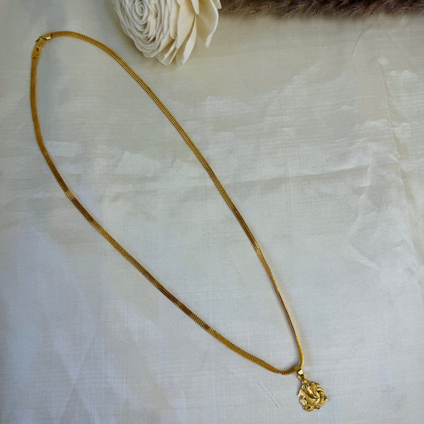 Gold-Plated Small Ganesha Pendant With Mesh Chain