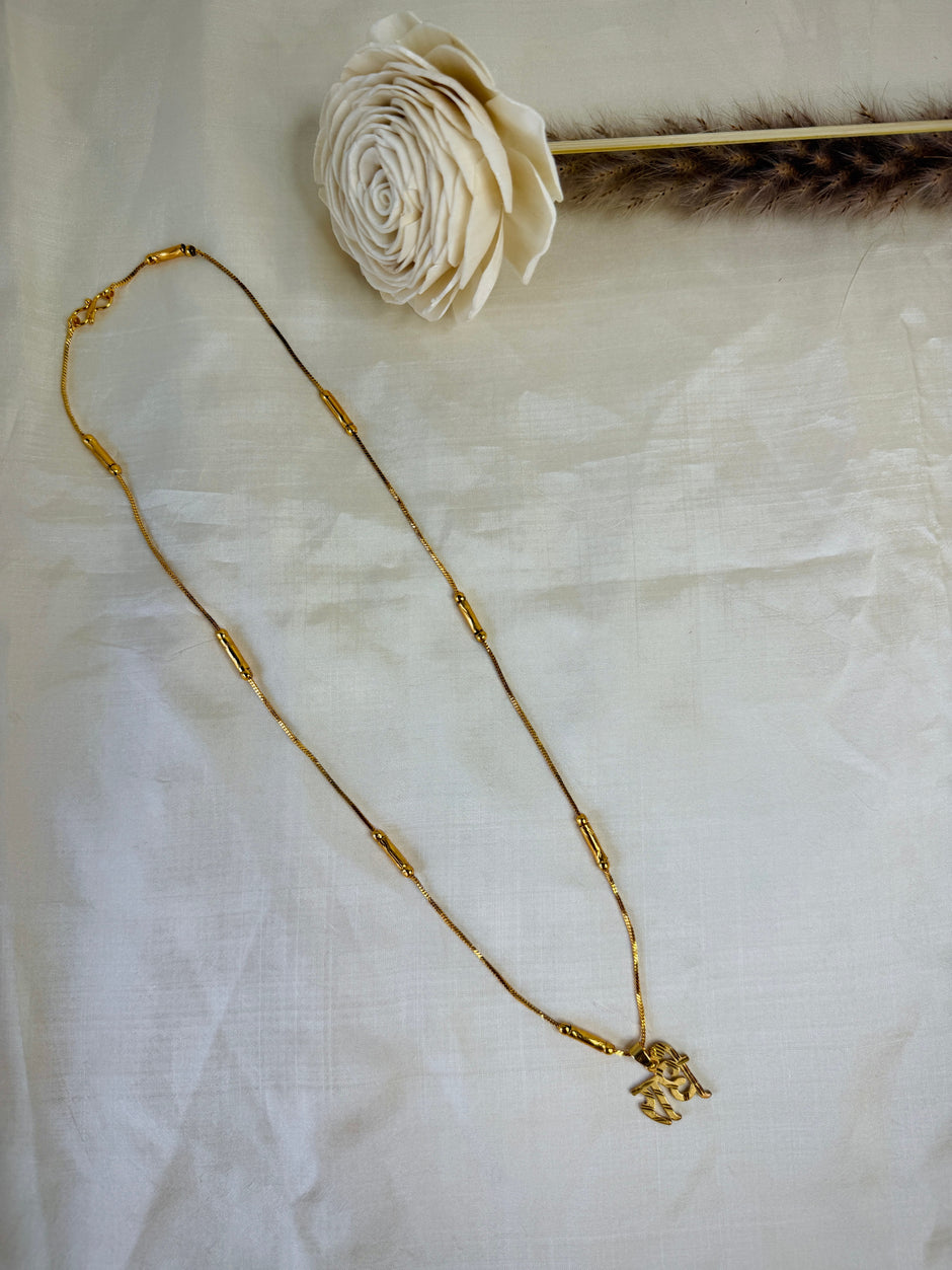 Gold-Plated Radhe (राधे) Pendant With Tube Station Chain