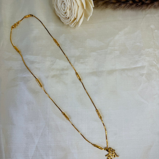 Gold-Plated Radhe (राधे) Pendant With Tube Station Chain