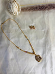 Gold Crystal Ruby Floral Beaded Designer Chain Set