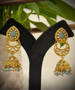 Polki Kundan Turquoise Stone Pearl Drop Choker Necklace Set
