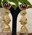Chandbali Pink Meenakari Gungroo Kashmiri Jhumka Earrings