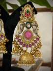 Dual Toned Parrot Gungroo Jhumka Kashmiri Earrings
