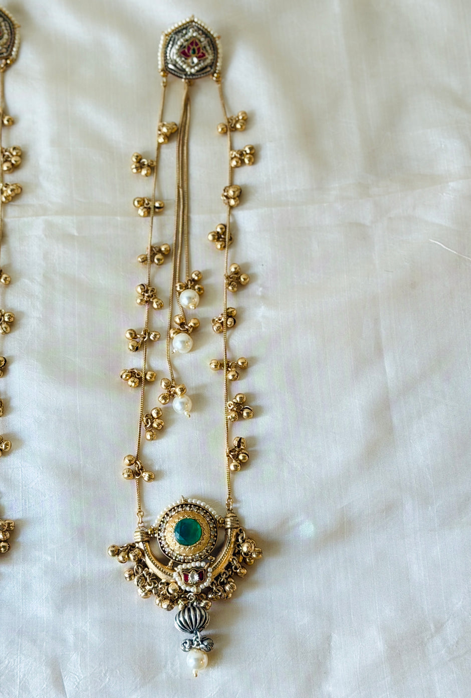Pachi Kundan Pearl Drop Long Kashmiri Earrings Set