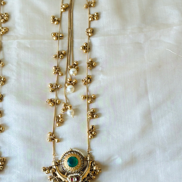 Pachi Kundan Pearl Drop Long Kashmiri Earrings Set