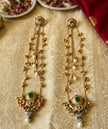 Pachi Kundan Pearl Drop Long Kashmiri Earrings Set