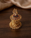 Peacock Filigree Bell Shape Kemp Stone Cylinder Kumkum Box