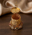 Lakshmi Carved Multi Kemp Stone Cylinder Kumkum Box