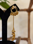 Antique Gold Hoop Multi Color Stone Ghungroo Chain Dangle Earrings