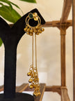 Antique Gold Hoop Multi Color Stone Ghungroo Chain Dangle Earrings