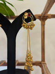 Antique Gold Hoop Multi Color Stone Ghungroo Chain Dangle Earrings
