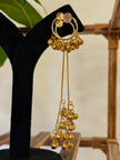 Antique Gold Hoop Multi Color Stone Ghungroo Chain Dangle Earrings