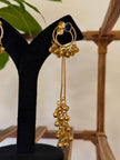 Antique Gold Hoop Multi Color Stone Ghungroo Chain Dangle Earrings