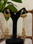 Antique Gold Hoop Multi Color Stone Ghungroo Chain Dangle Earrings