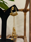 Antique Gold Hoop Multi Color Stone Ghungroo Chain Dangle Earrings