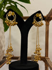 Antique Gold Hoop Multi Color Stone Ghungroo Chain Dangle Earrings