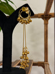Antique Gold Hoop Multi Color Stone Ghungroo Chain Dangle Earrings