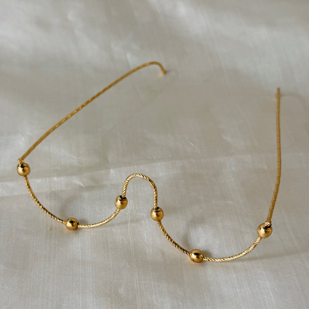 Golden Minimalistic Twisted Rope Wire Ball Bead Facelet