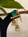 Parrot Kundan Polki Pearl Jhumka Kashmiri Earrings