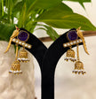 Parrot Kundan Polki Pearl Jhumka Kashmiri Earrings