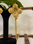Coin Kundan Stone Pearl Chain Tassel Kashmiri Earrings